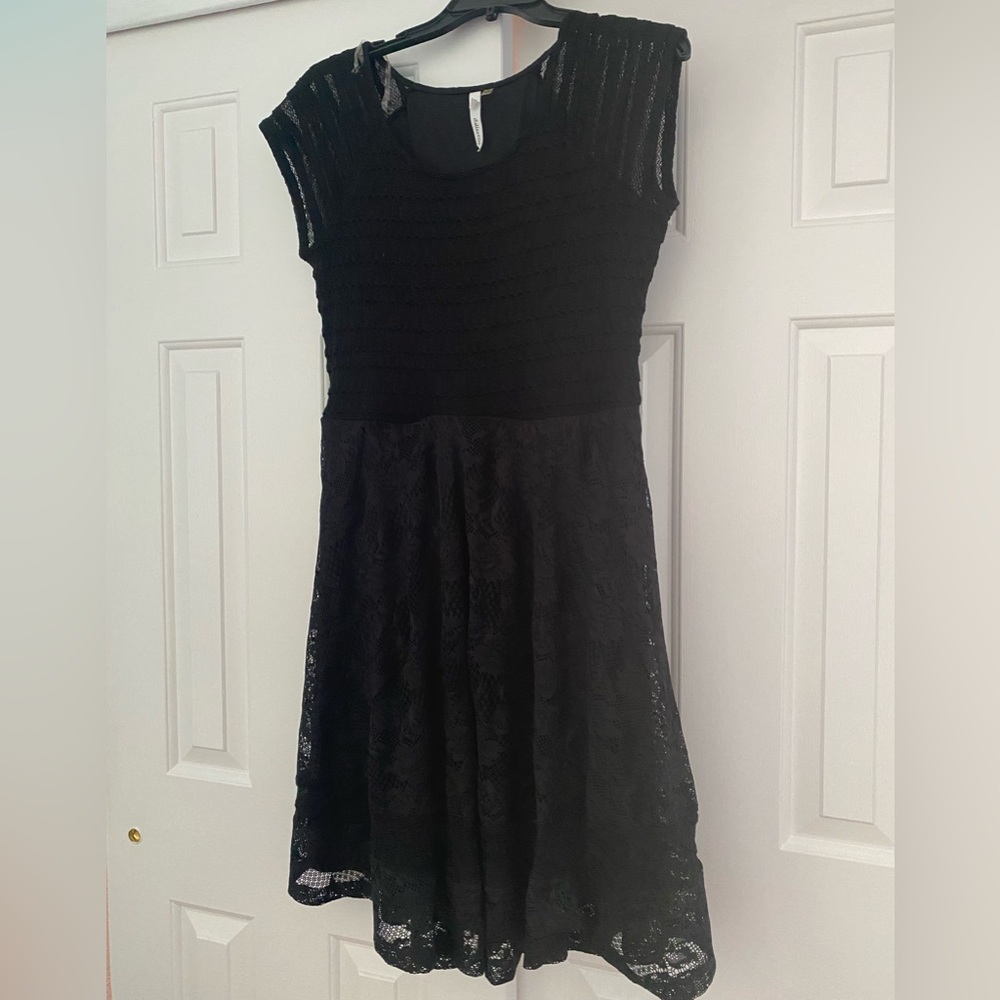 NY Collection Black Lace Wedding Guest Dress Large